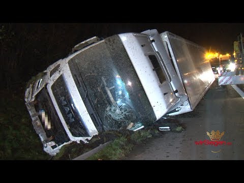 Lkw auf A4 von Fahrbahn abgekommen - Bergungsspezialisten im Einsatz