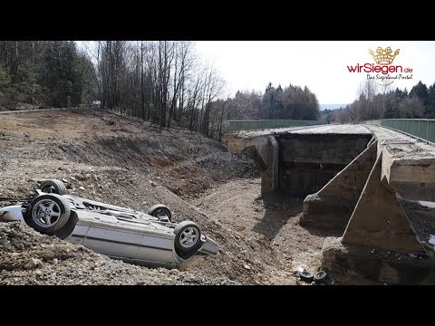 „Der fliegende Pole“ - Abflug an Brückenbaustelle (Haiger/Wilnsdorf)