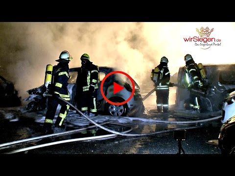 Brand auf Gelände eines Autohauses! Mehrere Pkw wurden Raub der Flammen