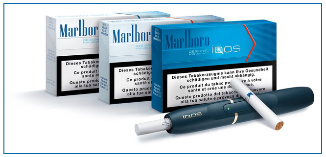 Die großen Tabakkonzerne haben sich inzwischen an die Spitze der dampfenden Bewegung gesetzt. Philip-Morris versucht mit seiner „IQOS” zudem einen eigenen Weg zu gehen. Dabei wird in sogenannten „HeatSticks“ gepresster Tabak auf 360 Grad erhitzt. Die Ersparnis gegenüber dem herkömmlichen Rauchen ist aber gleich Null. (Foto: Philip Morris International)