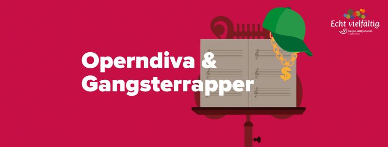 Kampagnenmotiv „Dein Song für Siegen-Wittgenstein“: „Operndiva & Gansterrapper“